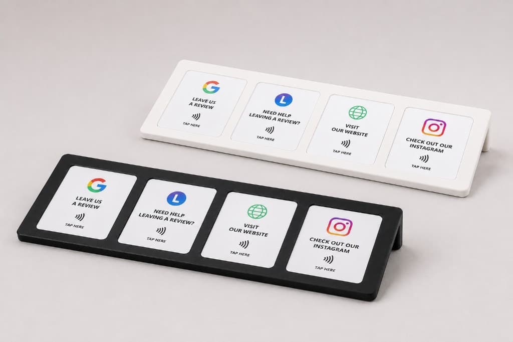 Black and white Lithsted Decks, each with four tap tiles.